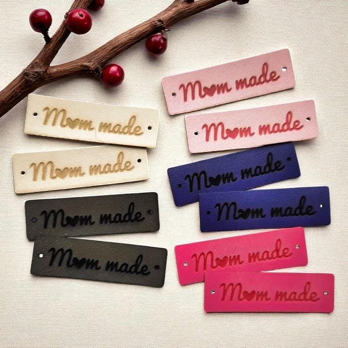 „Mom Made“ PVC-Lederetiketten – 10er-Set für handgemachte Projekte mit persönlichem Finish