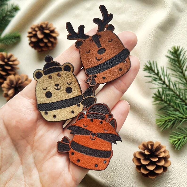 9 Winterliche Kunstwildleder-Labels „Winter Animals“ – Süße, waschbare Tags für handgemachte Projekte