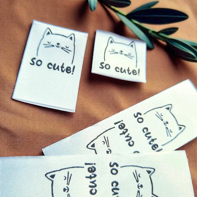 Satin Labels für Kleidung & Accessoires – CUTE! CAT, 20 Stück