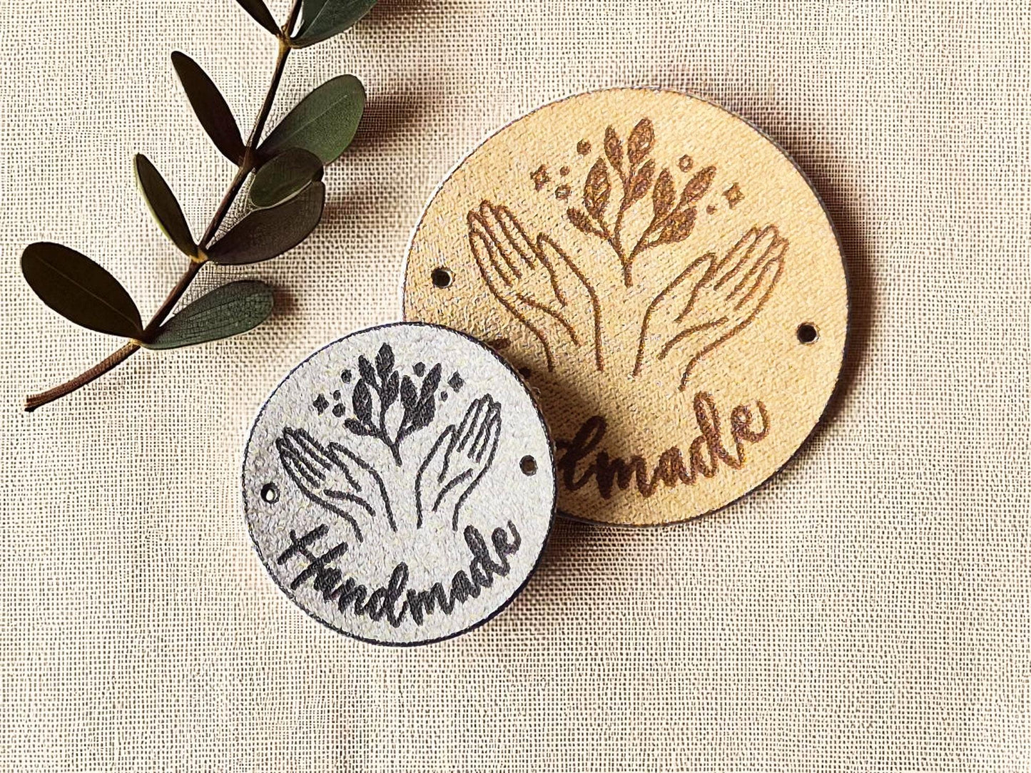 Kunstwildleder Labels – HANDMADE, Etiketten für Stricken, Häkeln & Nähen
