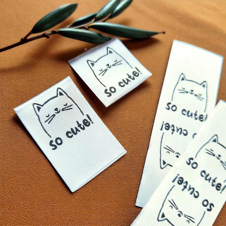 Satin Labels für Kleidung & Accessoires – CUTE! CAT, 20 Stück
