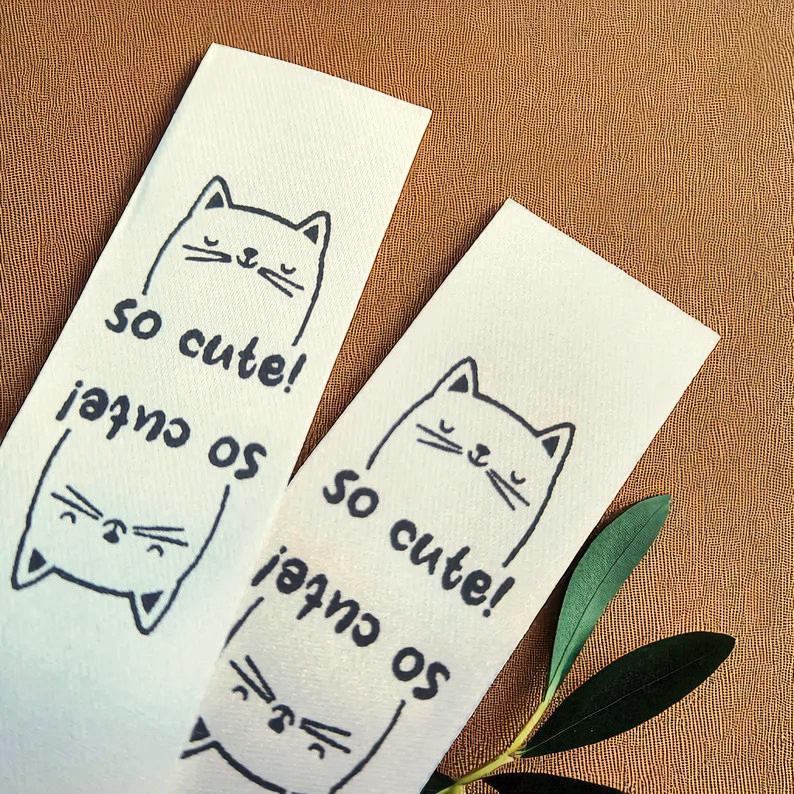 Satin Labels für Kleidung & Accessoires – CUTE! CAT, 20 Stück