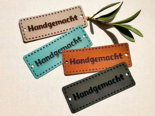 PVC-Lederlabels „Handgemacht“ – Waschbare Faux-Leder-Tags für Strick-, Häkel- & Nähprojekte