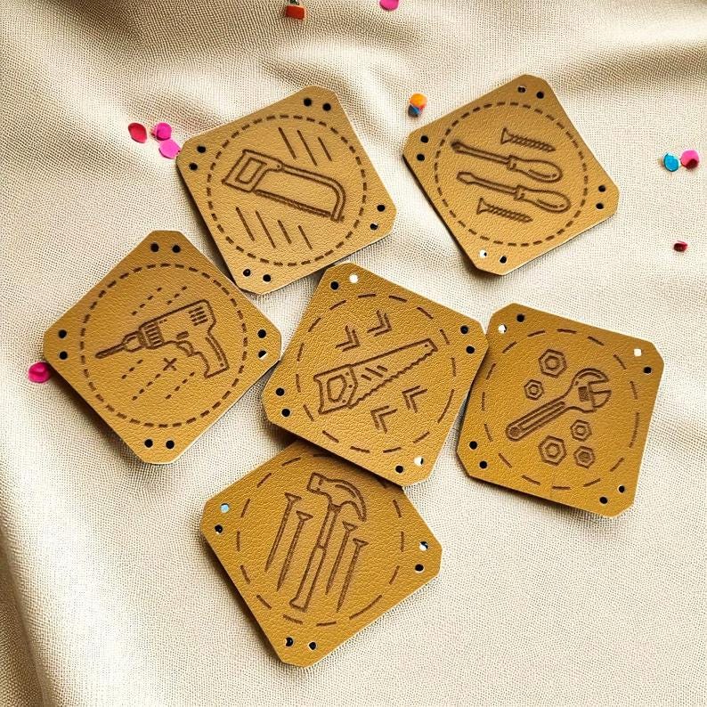 DIY-Kunstleder-Etiketten für Kinderprojekte – Set mit 12 farbigen PVC-Tags