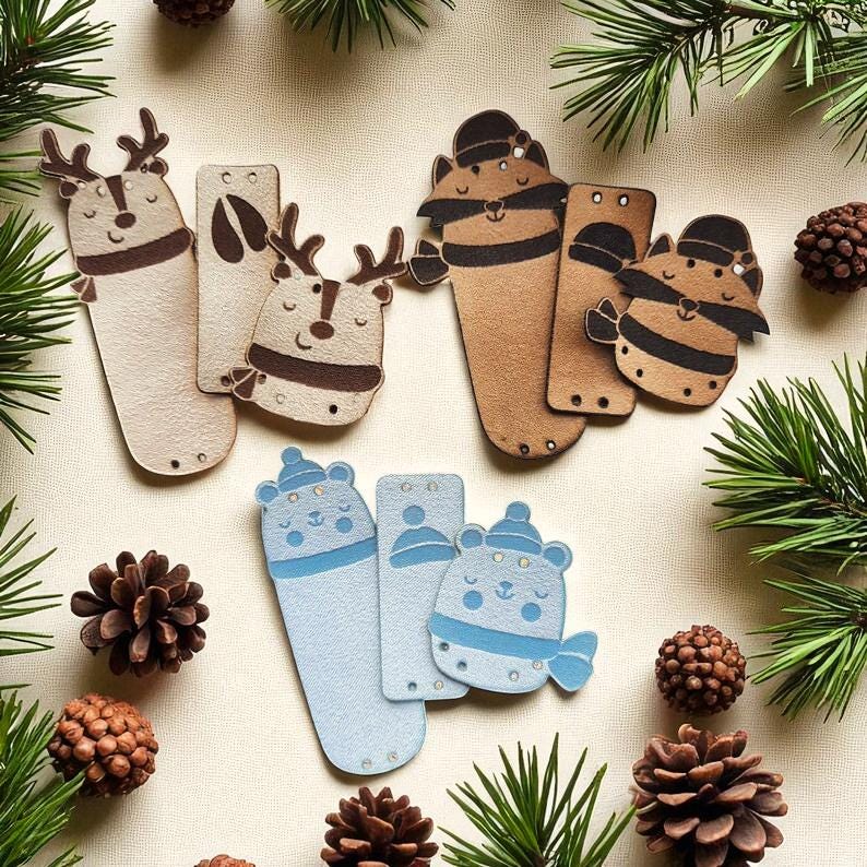 9 Winterliche Kunstwildleder-Labels „Winter Animals“ – Süße, waschbare Tags für handgemachte Projekte