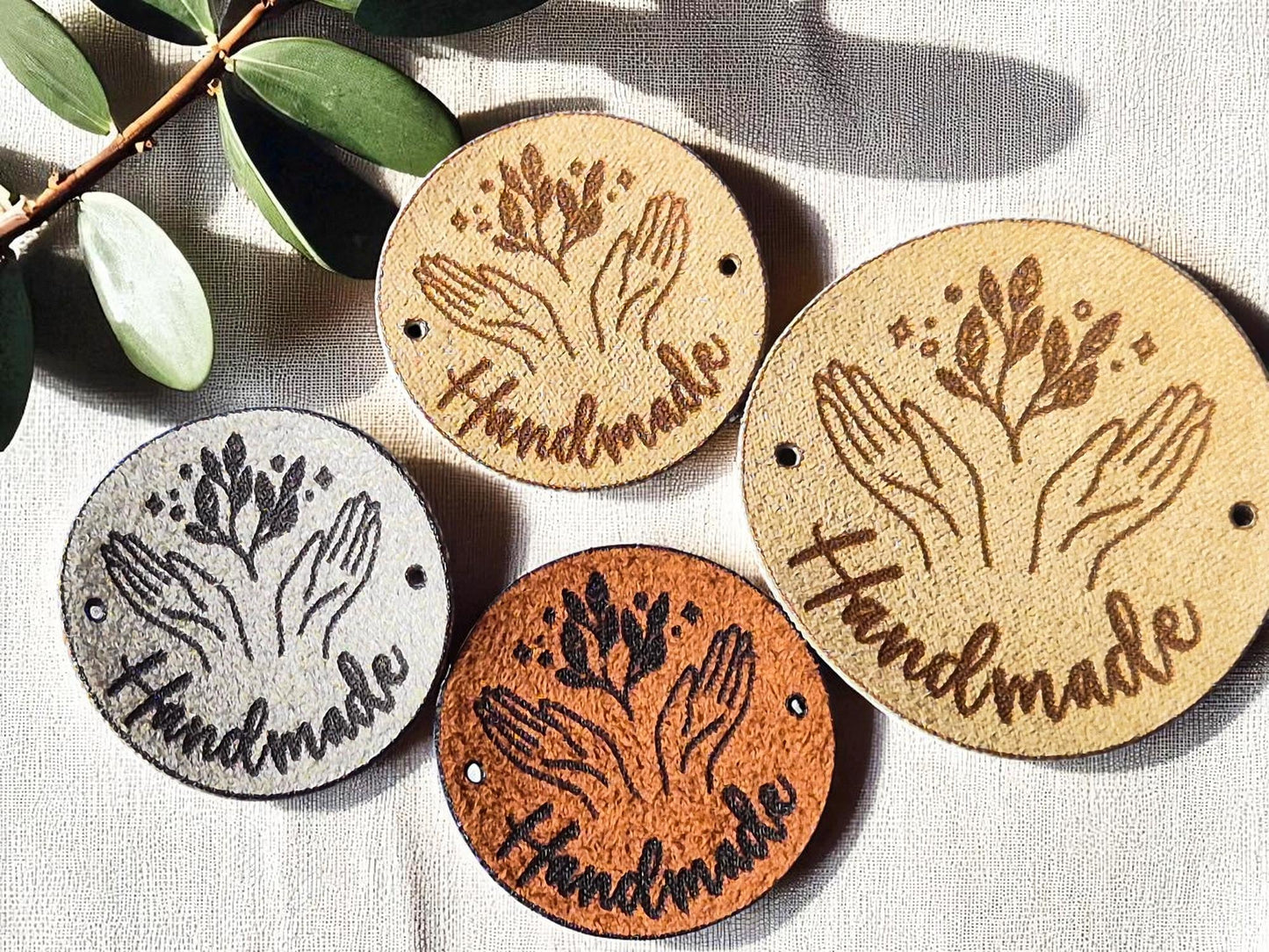 Kunstwildleder Labels – HANDMADE, Etiketten für Stricken, Häkeln & Nähen