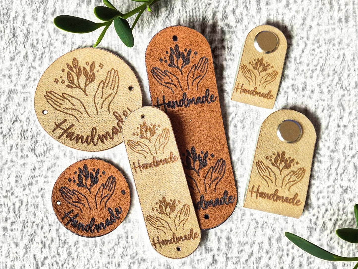 Kunstwildleder Labels – HANDMADE, Etiketten für Stricken, Häkeln & Nähen