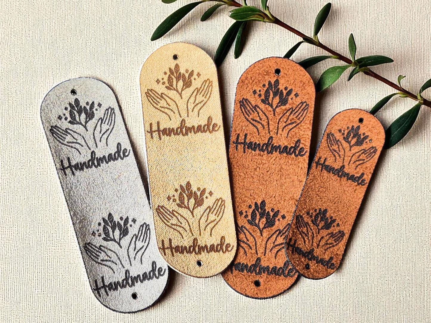 Kunstwildleder Labels – HANDMADE, Etiketten für Stricken, Häkeln & Nähen