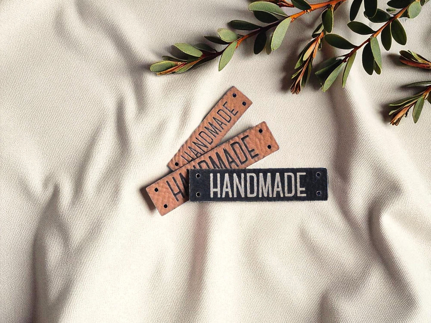 DECO PU Kunstlederlabels – Set mit kleinen & großen Tags für Strick- & Häkelprojekte, waschbar