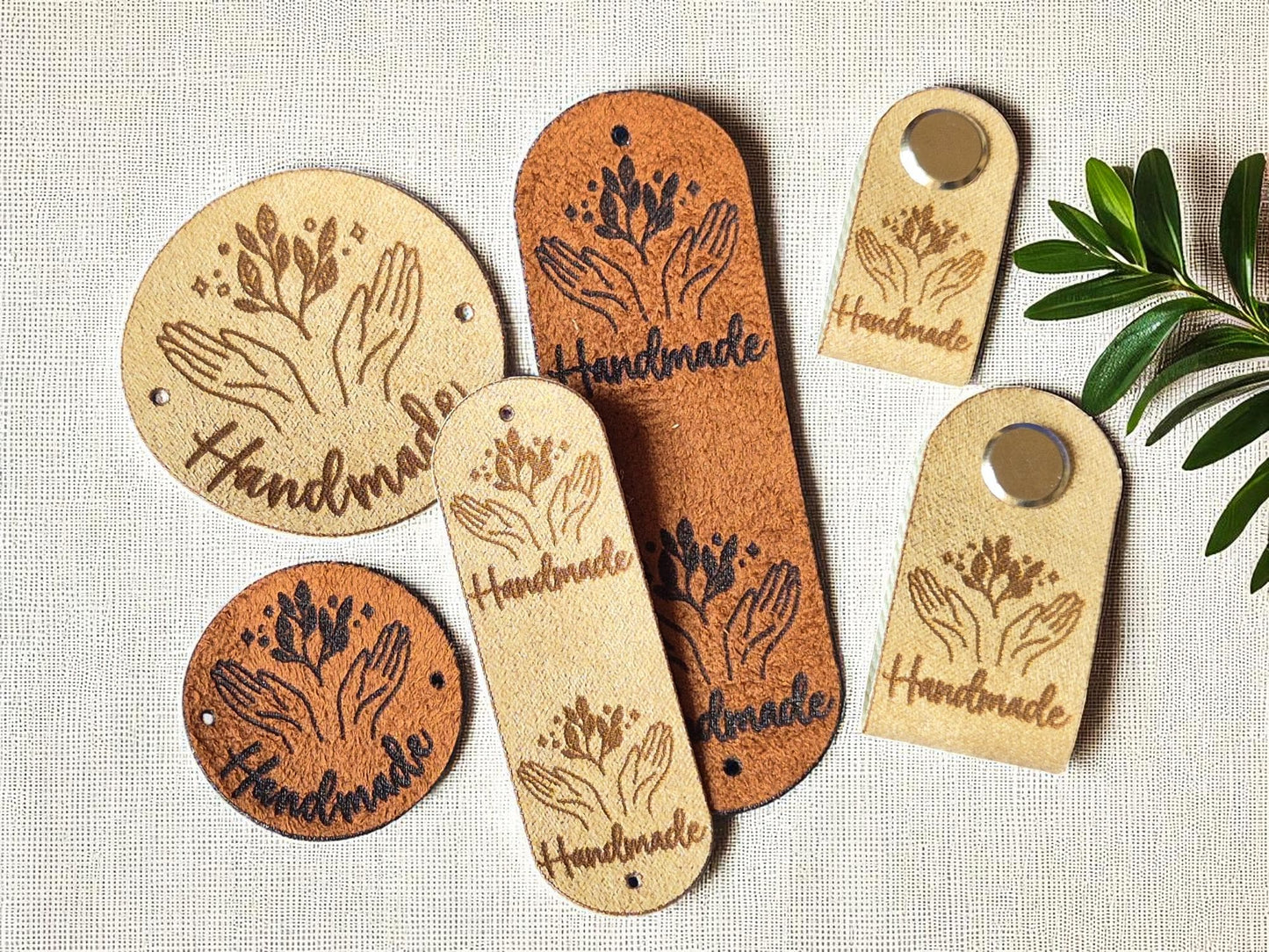 Kunstwildleder Labels – HANDMADE, Etiketten für Stricken, Häkeln & Nähen