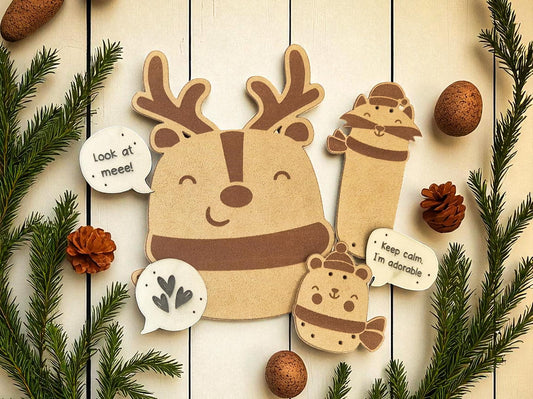 Winter Animal – Niedliche handgefertigte Etiketten für Mützen, Schals & Kinderkleidung