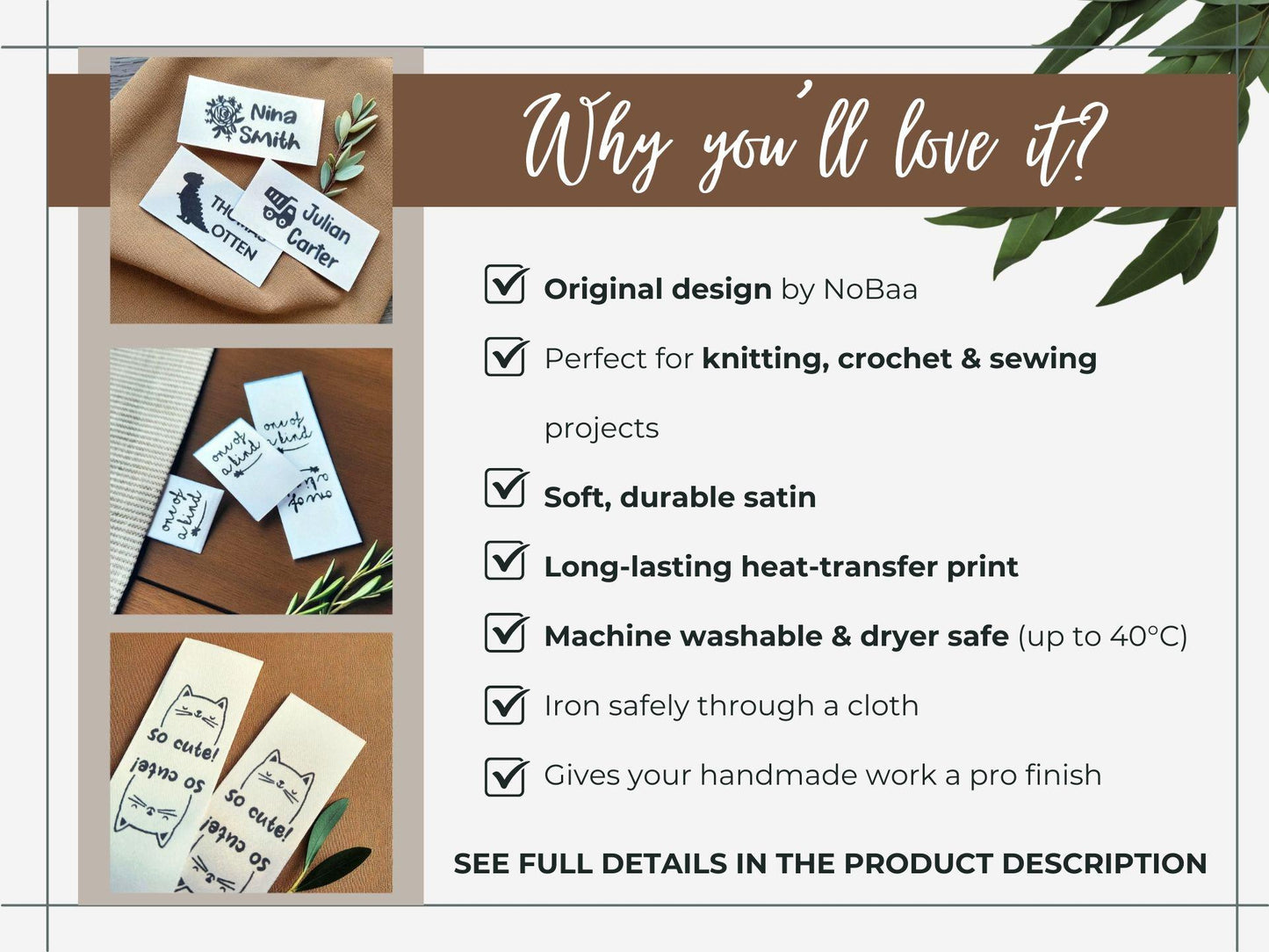 20 Satin-Etiketten „One of a Kind“ – Waschbare Labels für handgemachte Kleidung & Accessoires