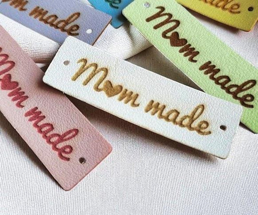 „Mom Made“ PVC-Lederetiketten – 10er-Set für handgemachte Projekte mit persönlichem Finish