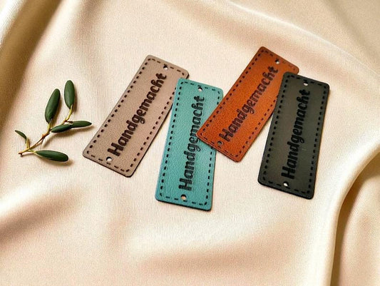 PVC-Lederlabels „Handgemacht“ – Waschbare Faux-Leder-Tags für Strick-, Häkel- & Nähprojekte