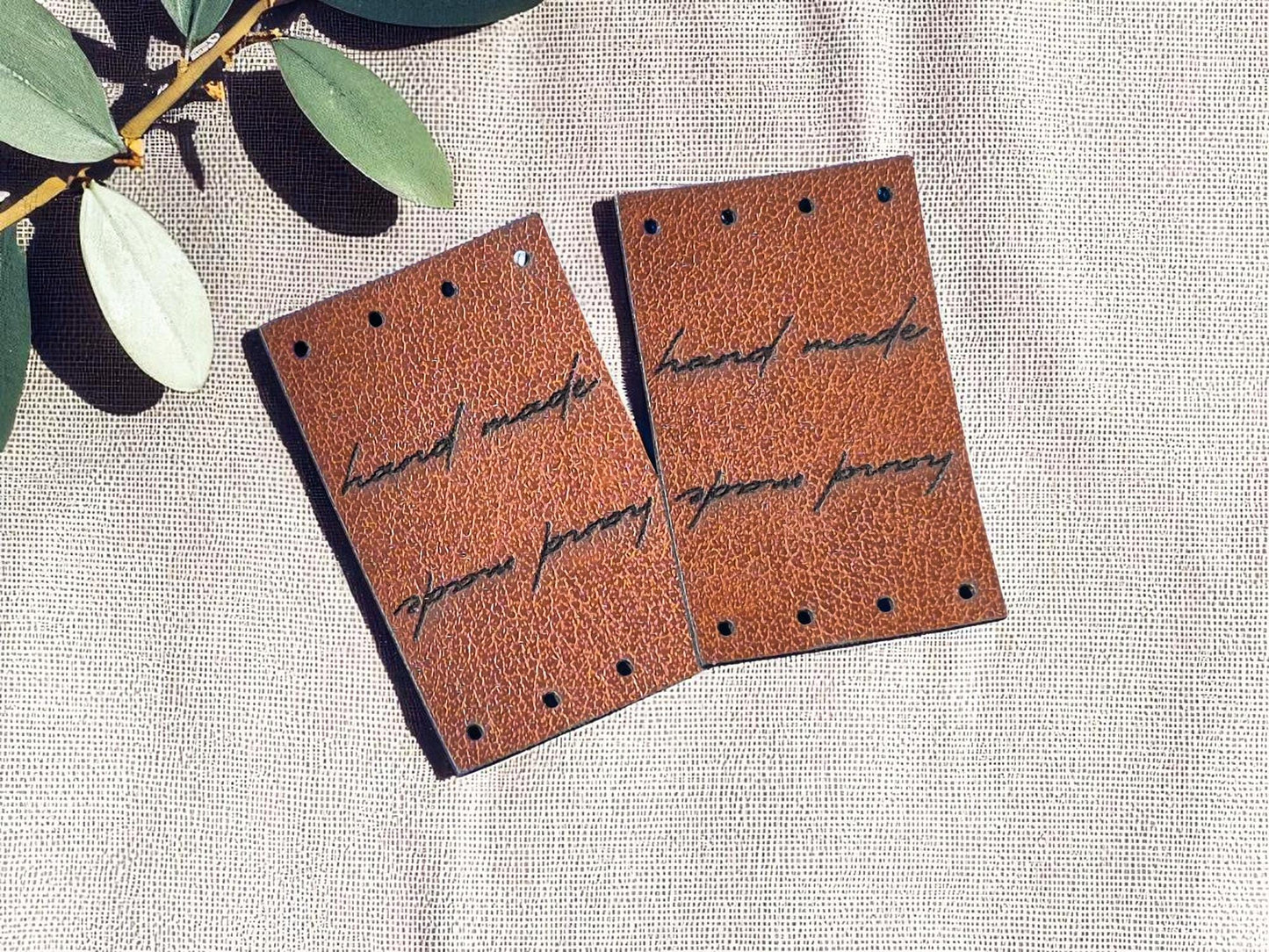 PVC-Lederlabels „Handmade“ – Gefaltete & Flache Tags, waschbar
