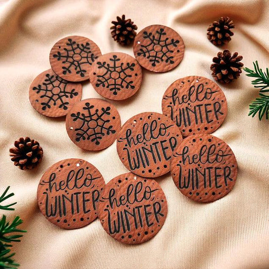 Winter Labels aus Kunstleder