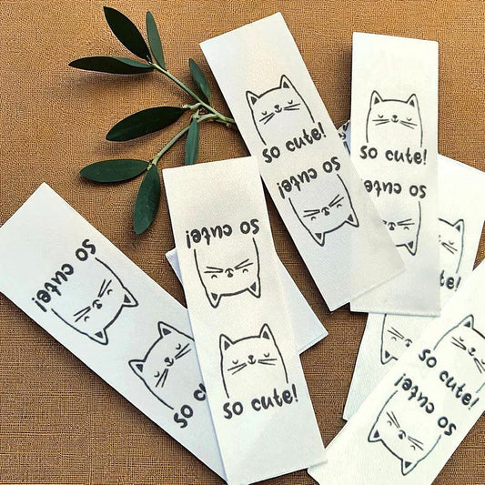 Satin Labels für Kleidung & Accessoires – CUTE! CAT, 20 Stück