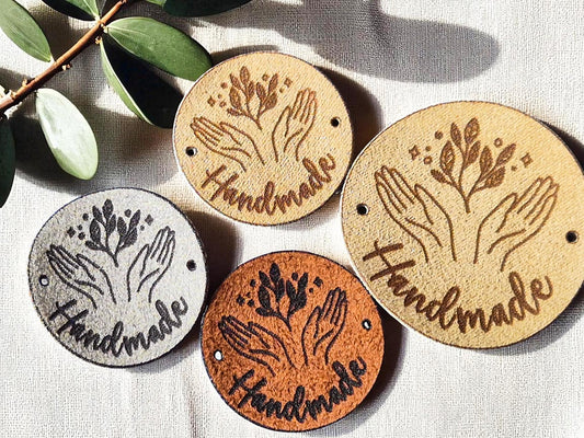 Kunstwildleder Labels – HANDMADE, Etiketten für Stricken, Häkeln & Nähen