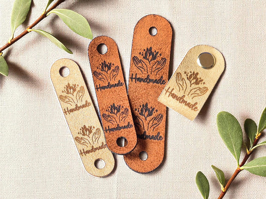 Kunstwildleder Labels – HANDMADE, Etiketten für Stricken, Häkeln & Nähen