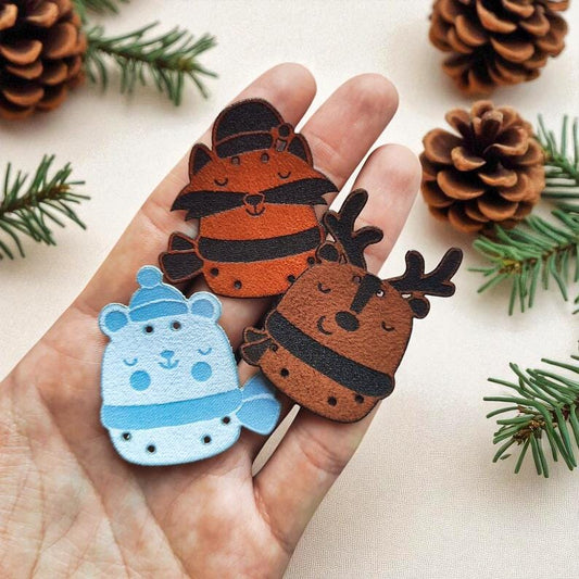 9 Winterliche Kunstwildleder-Labels „Winter Animals“ – Süße, waschbare Tags für handgemachte Projekte