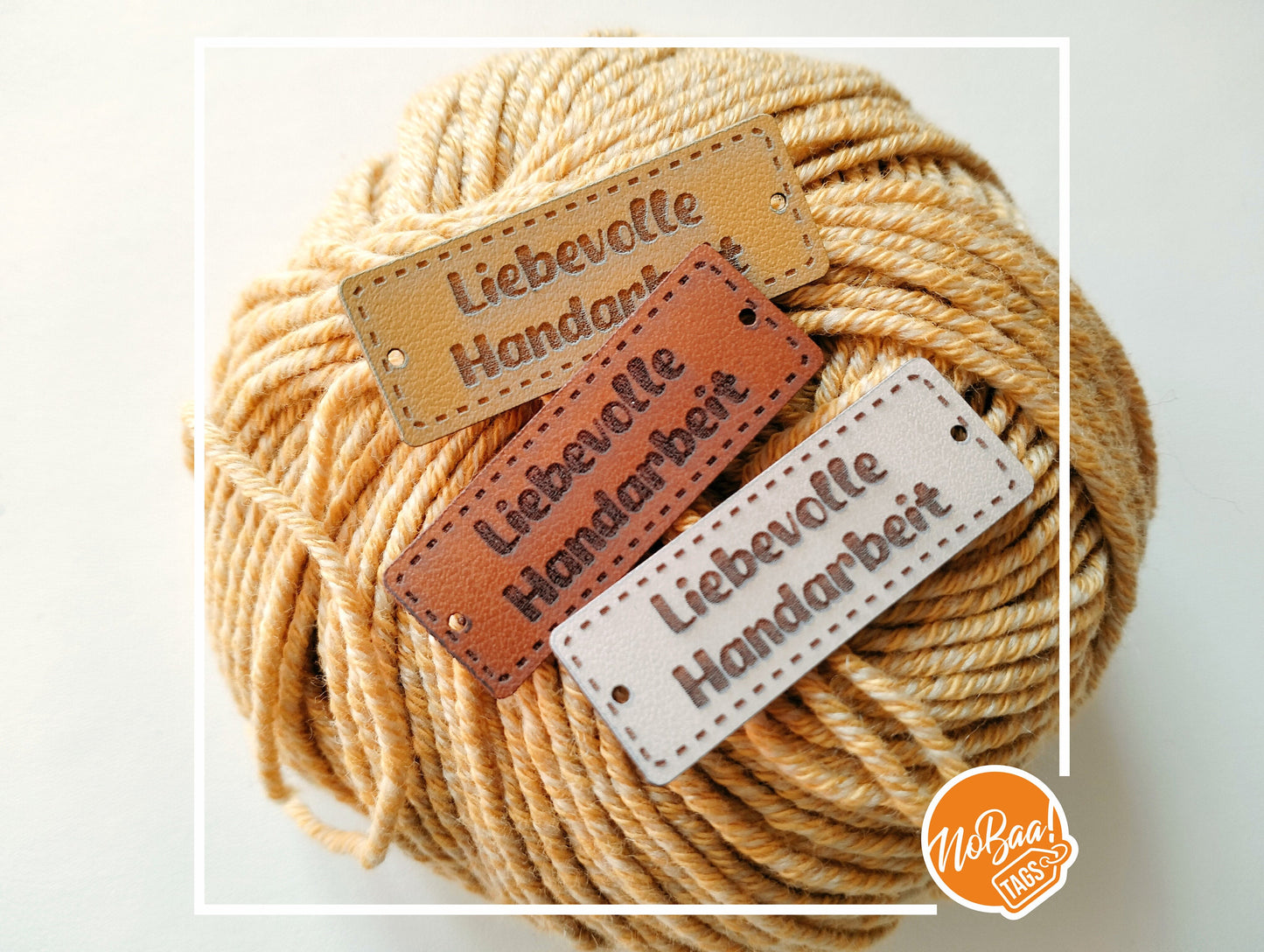 Premium Kunstleder-Etiketten „Liebevolle Handarbeit“ ✨