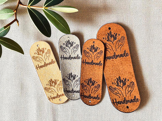 Kunstwildleder Labels – HANDMADE, Etiketten für Stricken, Häkeln & Nähen