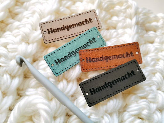 Premium Kunstleder-Etiketten „Handgemacht“ ✨